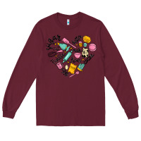 Burgundy vanilla eggs sugar cocoa and kitchen heart Long Sleeve Tee - MaliasSmallBusiness