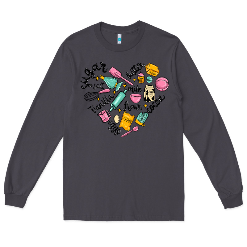 Vanilla Eggs Sugar Cocoa And Kitchen Heart Long Sleeve Tee by MaliasSmallBusiness | Teevron
