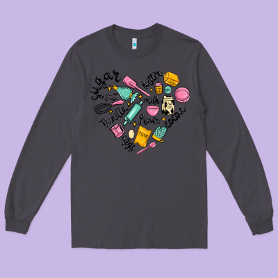 Vanilla Eggs Sugar Cocoa And Kitchen Heart Long Sleeve Tee Designed By Maliassmallbusiness