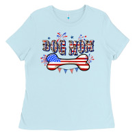 Baby Blue 4th of July Dog Mom Ladies Tee - CowGirlArtShop