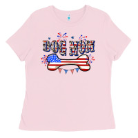 Bubblegum Pink 4th of July Dog Mom Ladies Tee - CowGirlArtShop