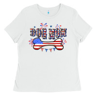White 4th of July Dog Mom Ladies Tee - CowGirlArtShop