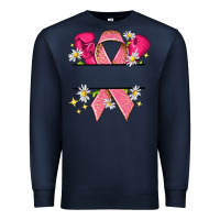 Navy Personalized Breast Cancer ribbon Premium Sweatshirt - NancyCooperArtShop
