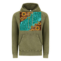Vintage Olive Tooled Leather And Sunflowers Vintage Hoodie - Jasminsmagicworld