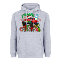Heather Grey merry christmas monster truck Heavyweight Hoodie - texasbilliewilder