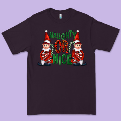 Naughty Or Nice Christmas Elfs Premium Tee Designed By Fadigitalartstudio