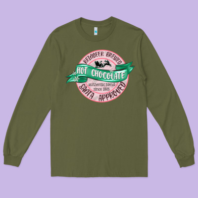 Reindeer Brewed Santa Approved Pink Long Sleeve Tee Designed By Maliassmallbusiness