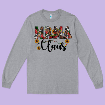 Mama Claus Long Sleeve Tee Designed By Jahusdesignshop