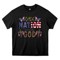 Black one nation under god Heavy Core Tee - CowhideDigitalArt