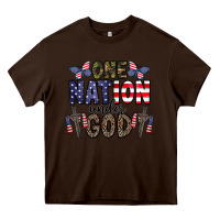 Chocolate Brown one nation under god Heavy Core Tee - CowhideDigitalArt