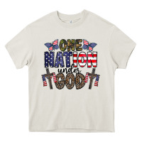 Cream one nation under god Heavy Core Tee - CowhideDigitalArt