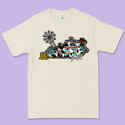 Ky Yall Western Premium Tee Designed By Cowhidedigitalart