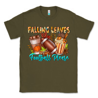 Army Green Falling Leaves Football Please Classic Tee - CowhideDigitalArt