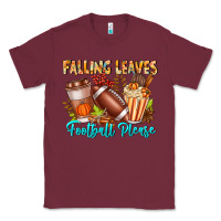 Burgundy Falling Leaves Football Please Classic Tee - CowhideDigitalArt