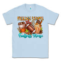 Dusty Blue Falling Leaves Football Please Classic Tee - CowhideDigitalArt