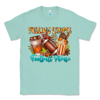 Seafoam Falling Leaves Football Please Classic Tee - CowhideDigitalArt