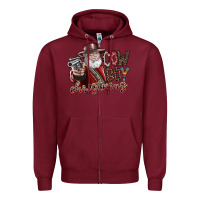 Burgundy cowboy christmas Zipper Hoodie - SublimationCraftShop