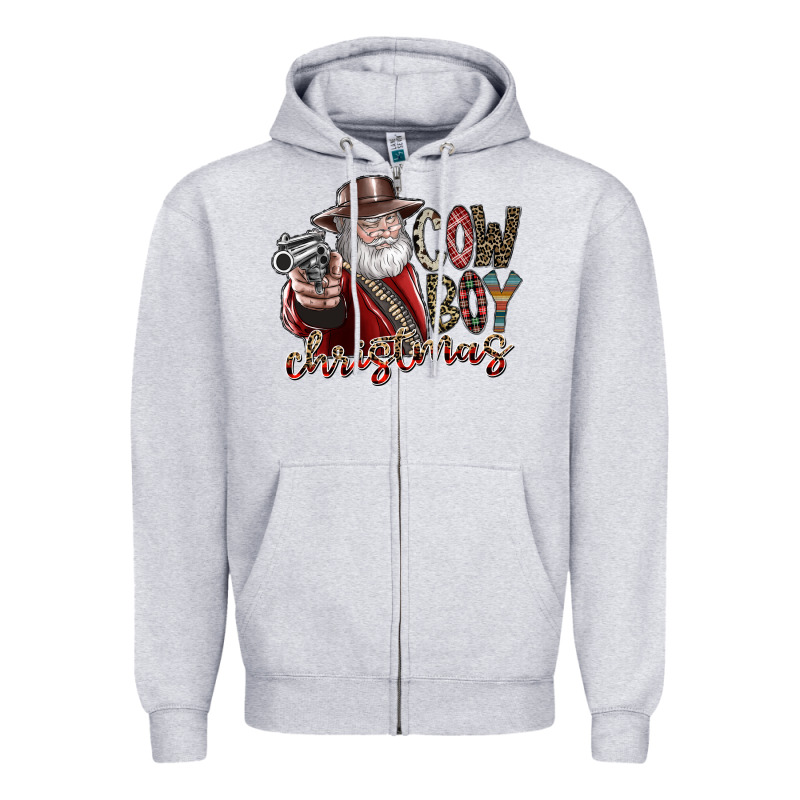 Cowboy Christmas Zipper Hoodie by SublimationCraftShop | Teevron