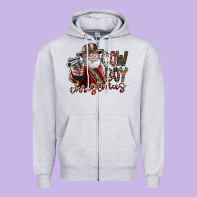 Cowboy Christmas Zipper Hoodie Designed By Sublimationcraftshop