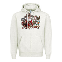 Oatmeal Heather cowboy christmas Zipper Hoodie - SublimationCraftShop