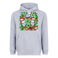 Heather Grey Christmas cute hippo sitting Heavyweight Hoodie - NancyCooperArtShop