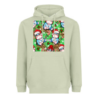 Matcha Christmas cute hippo sitting Heavyweight Hoodie - NancyCooperArtShop