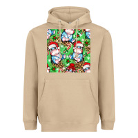Mushroom Christmas cute hippo sitting Heavyweight Hoodie - NancyCooperArtShop