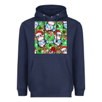 Navy Christmas cute hippo sitting Heavyweight Hoodie - NancyCooperArtShop