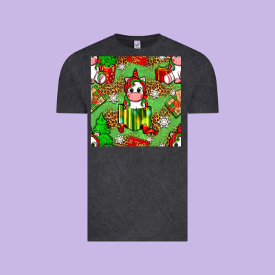 Christmas Unicorn And Gift Box Vintage Tee Designed By Nancycooperartshop