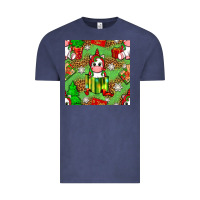 Vintage Denim Christmas unicorn and gift box Vintage Tee - NancyCooperArtShop