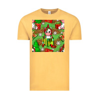 Vintage Mustard Christmas unicorn and gift box Vintage Tee - NancyCooperArtShop