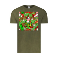 Vintage Olive Christmas unicorn and gift box Vintage Tee - NancyCooperArtShop