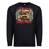 Black merry christmas school bus Premium Sweatshirt - texasbilliewilder