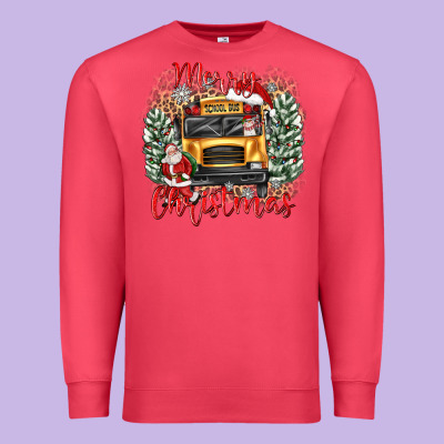 Merry Christmas School Bus Premium Sweatshirt Designed By Texasbilliewilder
