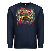 Navy merry christmas school bus Premium Sweatshirt - texasbilliewilder
