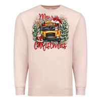 Pale Pink merry christmas school bus Premium Sweatshirt - texasbilliewilder