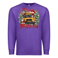 Purple merry christmas school bus Premium Sweatshirt - texasbilliewilder