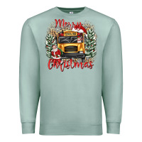 Seafoam merry christmas school bus Premium Sweatshirt - texasbilliewilder