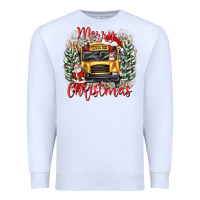 White merry christmas school bus Premium Sweatshirt - texasbilliewilder