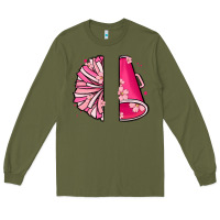 Army Green custom name cheerleader with megaphone Long Sleeve Tee - MaliasSmallBusiness