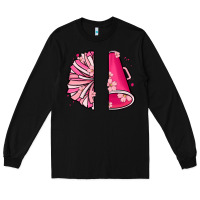 Black custom name cheerleader with megaphone Long Sleeve Tee - MaliasSmallBusiness