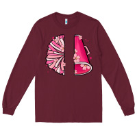 Burgundy custom name cheerleader with megaphone Long Sleeve Tee - MaliasSmallBusiness