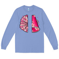 Colony Blue custom name cheerleader with megaphone Long Sleeve Tee - MaliasSmallBusiness