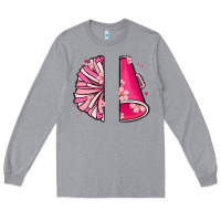 Heather Grey custom name cheerleader with megaphone Long Sleeve Tee - MaliasSmallBusiness