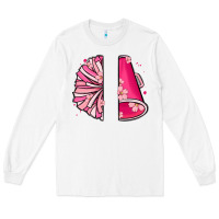 White custom name cheerleader with megaphone Long Sleeve Tee - MaliasSmallBusiness