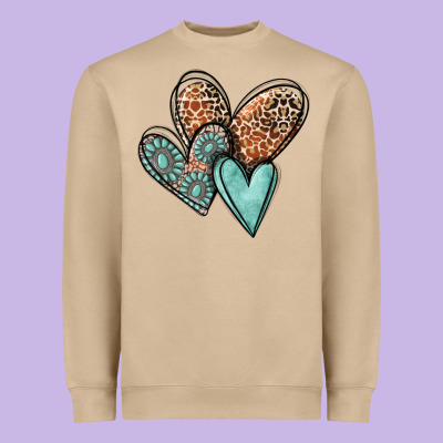 Western Love Hearts Heavyweight Sweatshirt Designed By Maliassmallbusiness