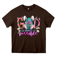 Chocolate Brown with god all things are possible Heavy Core Tee - RacoonDesign
