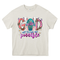 Cream with god all things are possible Heavy Core Tee - RacoonDesign