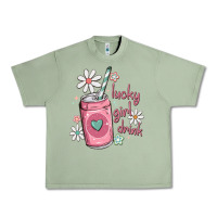 Oil Green lucky girl drink Urban Heavy Tee - MaliasSmallBusiness