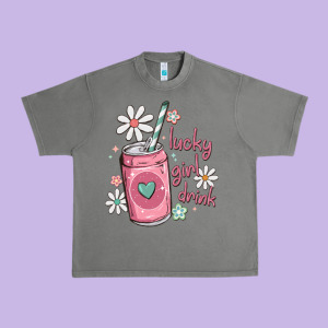 Lucky Girl Drink Urban Heavy Tee Designed By Maliassmallbusiness